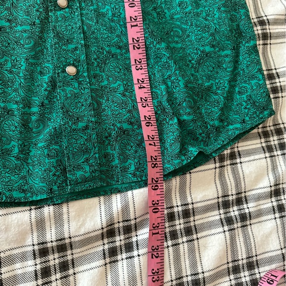 Drysdale Green & Black Paisley Print Pearl Snap Button Down Western Men’s Top M - Picture 15 of 15